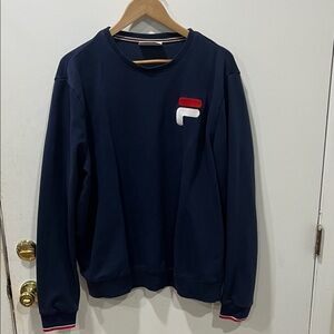 Fila Navy Crewneck Sweater with Red and White Logo